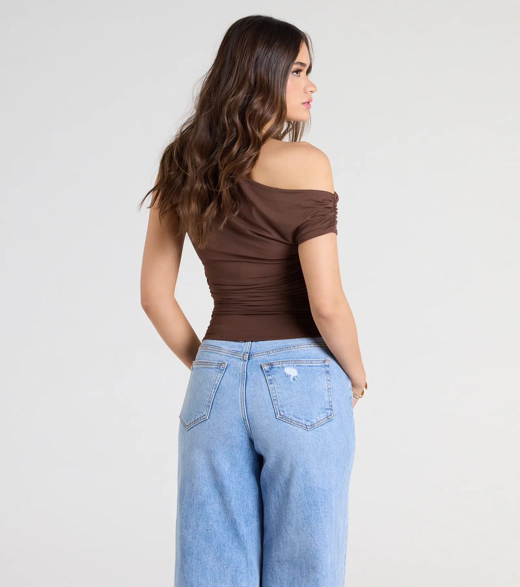Flirty Style One Shoulder Crop Top
