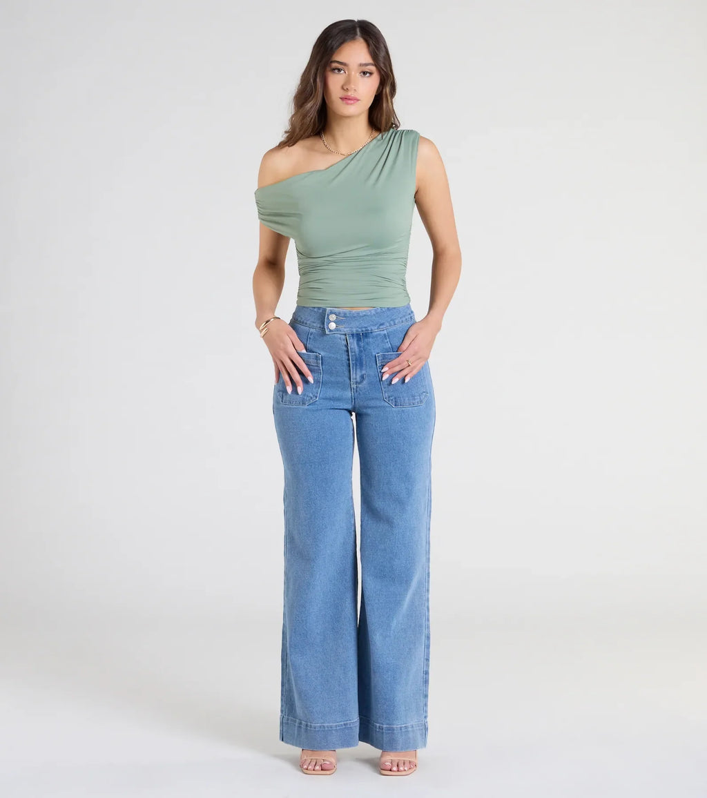 Flirty Style One Shoulder Crop Top