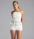 Eyes On You Halter Strappy Back Lace Top
