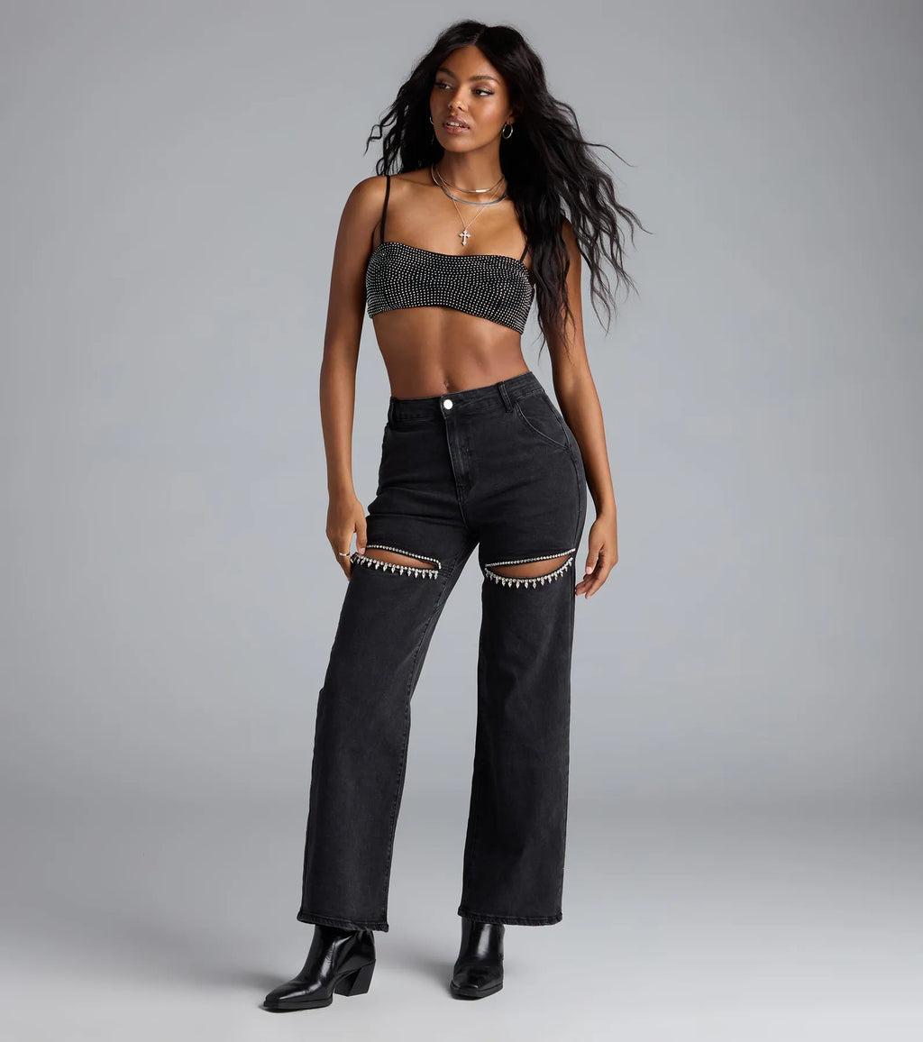 Just For Tonight Rhinestone Bra Top