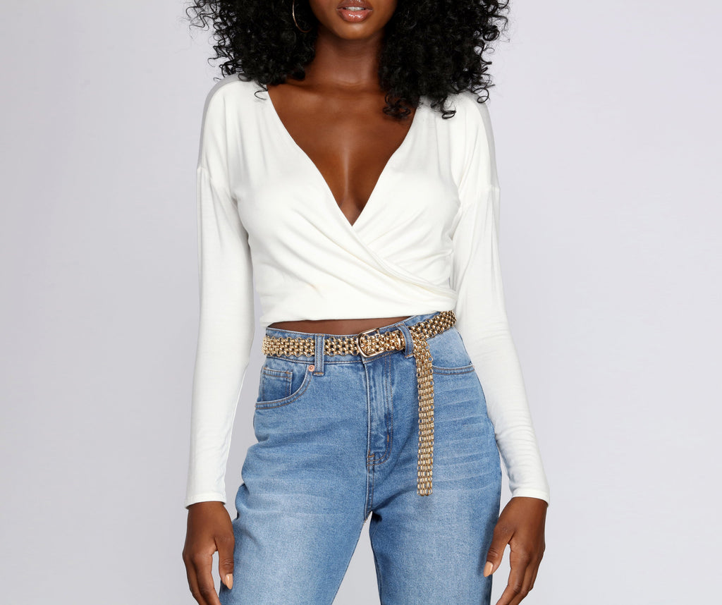 Streamlined Surplice Wrap Top