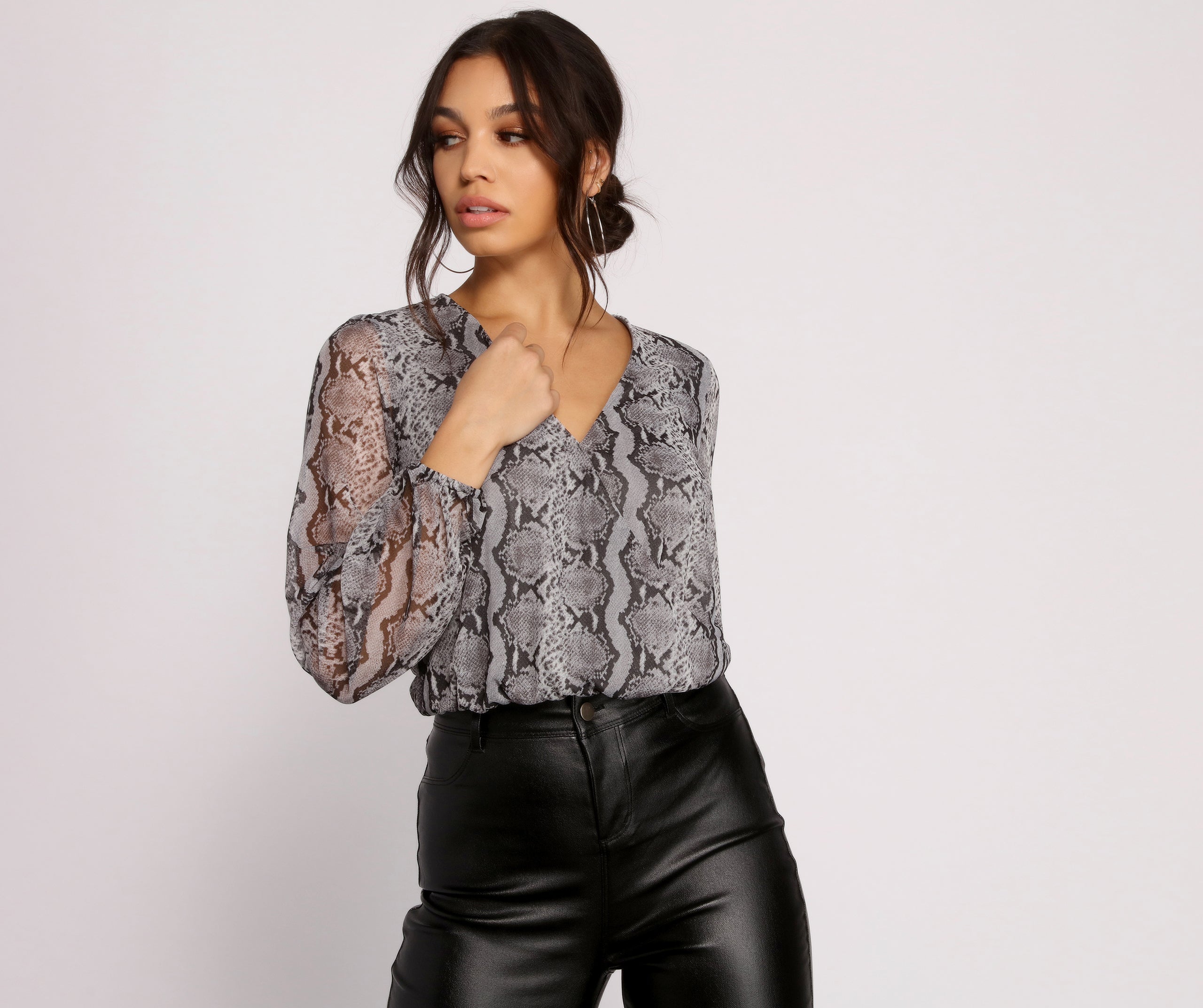 Viper Vixen Snake Print Mesh Top