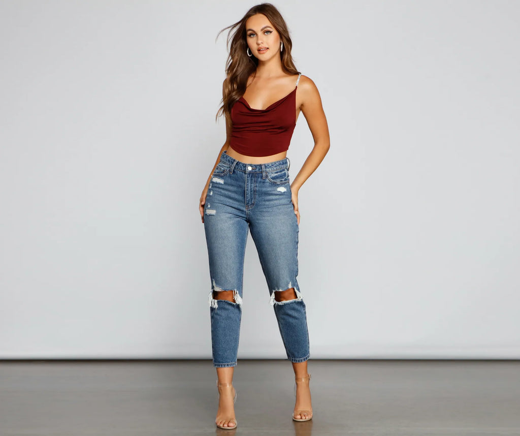 All That Glam Rhinestone Crop Top