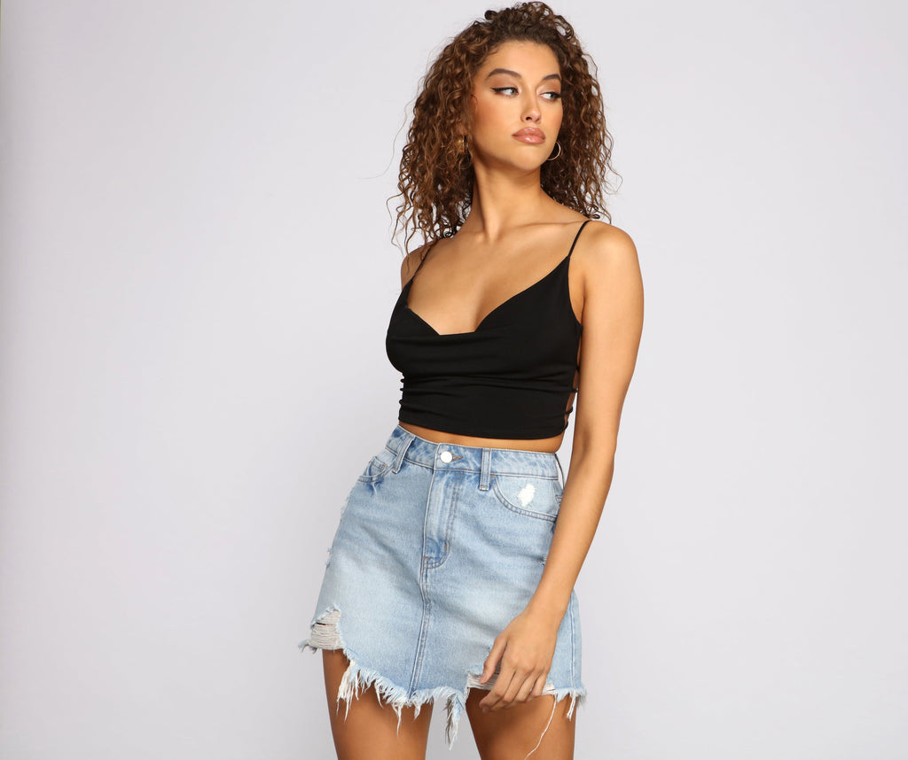 Sultry And Stunning Cowl Neck Crop Top