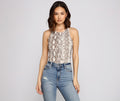 Fierce Vixen Crepe Snake Print Bodysuit