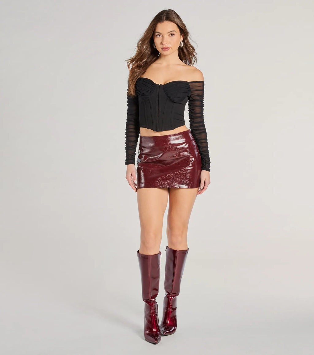 Downtown Looks Long Sleeve Mesh Bustier