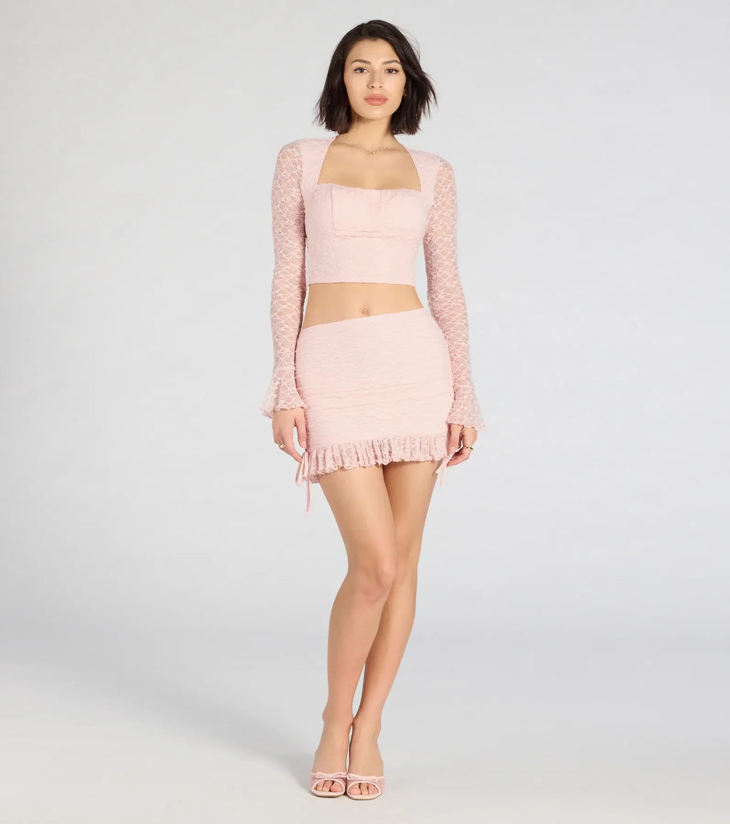 Perfect Match Long Sleeve Lace Crop Top
