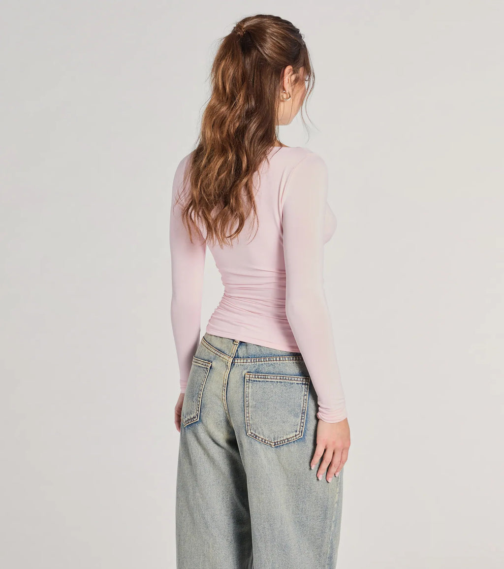 Updated Basic V-Neck Long Sleeve Crop Top
