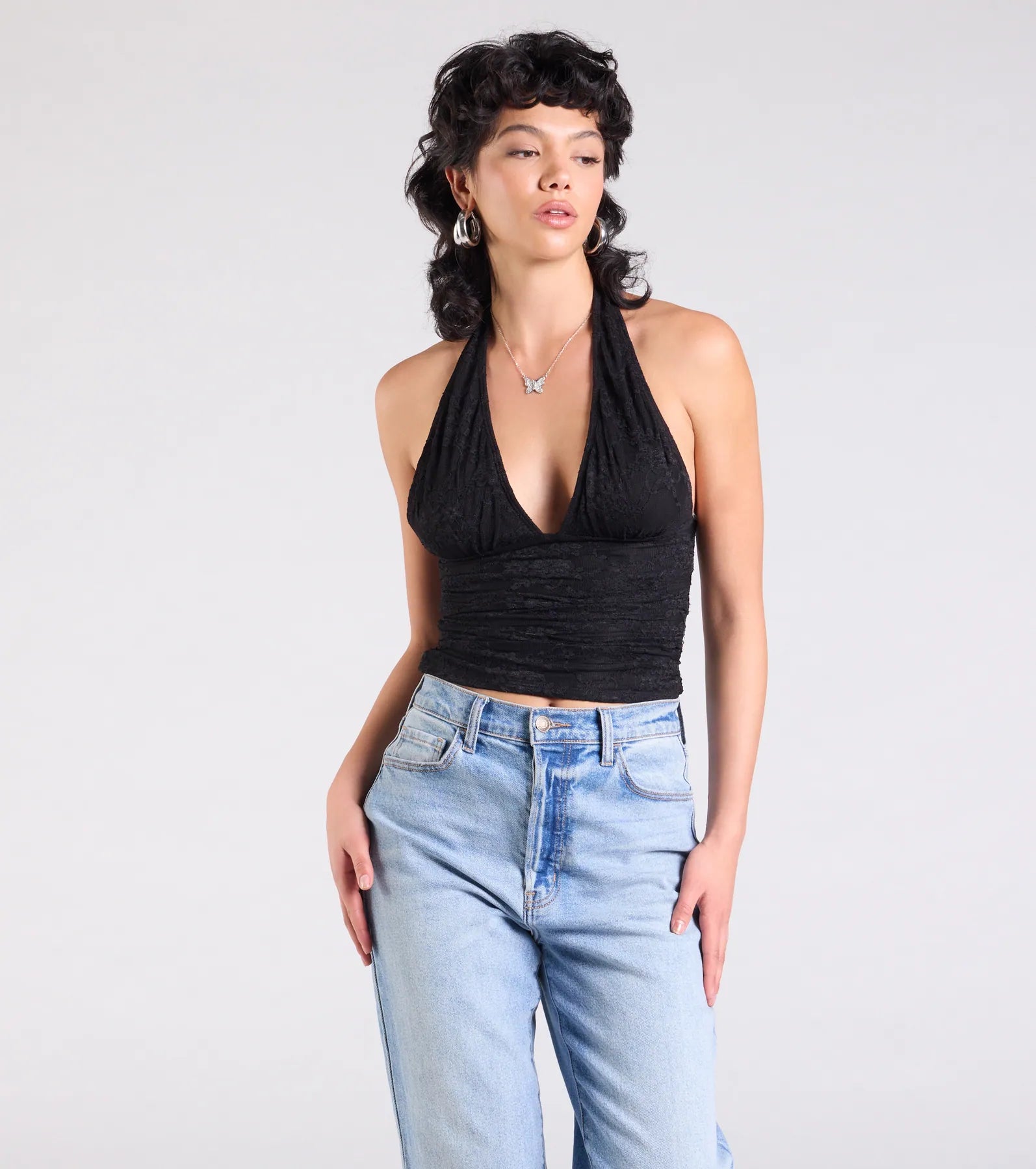 Alluring Charm Lace Halter Top