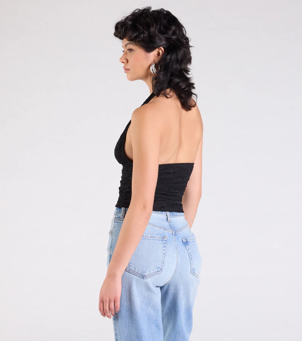 Alluring Charm Lace Halter Top