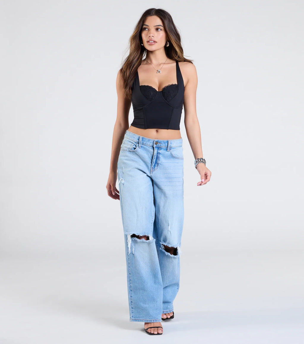 Romantic At Heart Lace Trim Crop Top