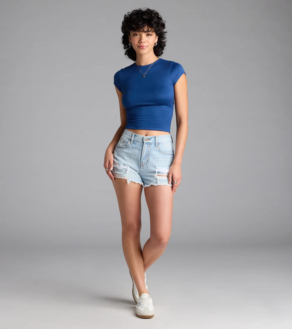 Baby Got Back Basic Crew Neck Crop Tee