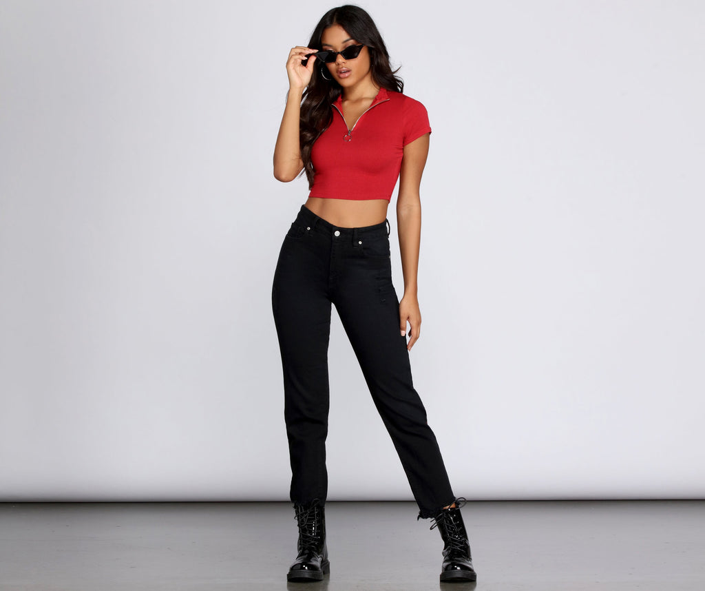 Stylish Zipped Crop Top