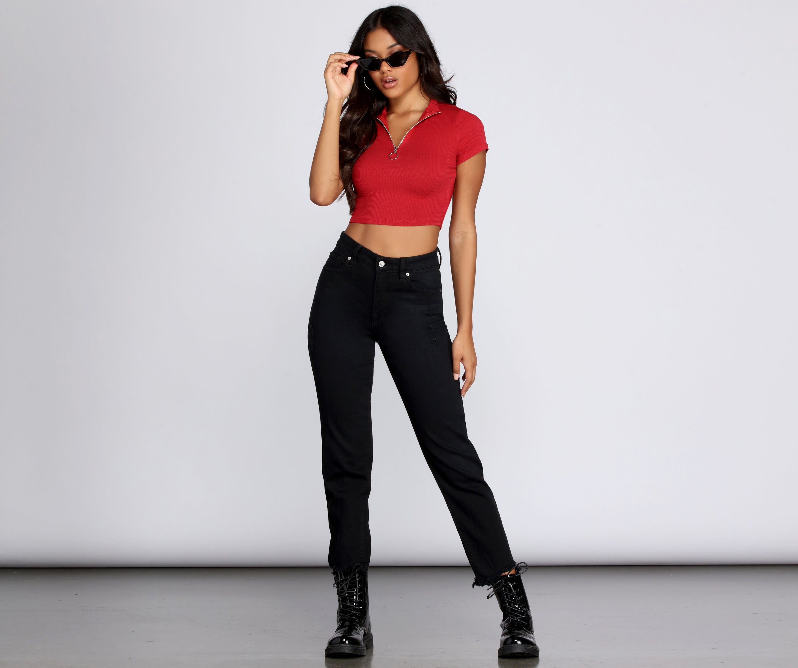 Stylish Zipped Crop Top