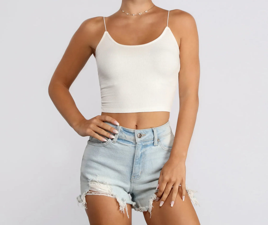 Basic Scoop Neck Ribbed Knit Tank Top