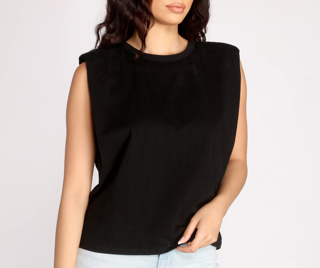 Sleeveless Padded Shoulder Tee