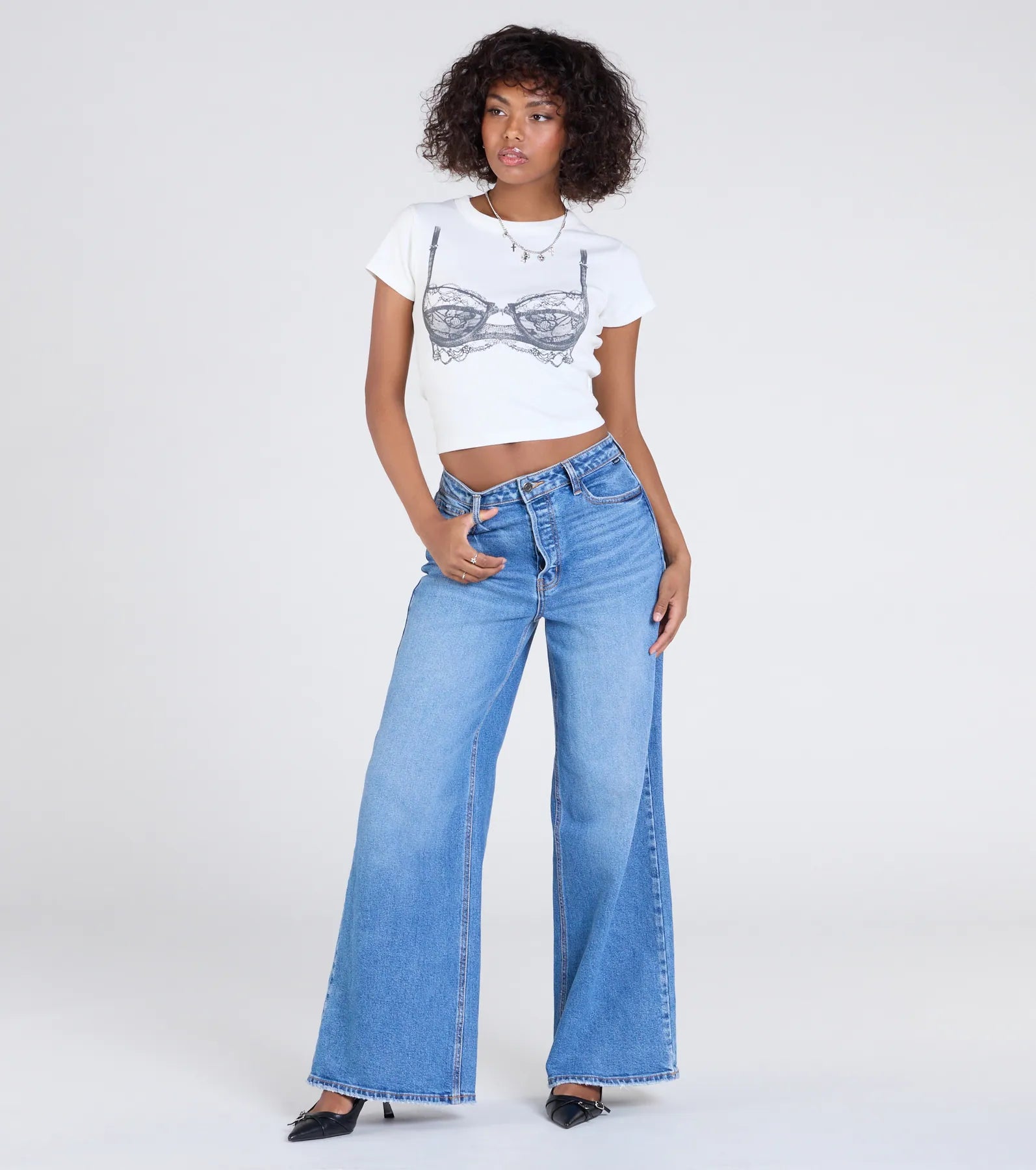 Femme Sass Lace Bra Graphic Tee