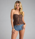 At Dusk Lace-Up Flare Corset Top