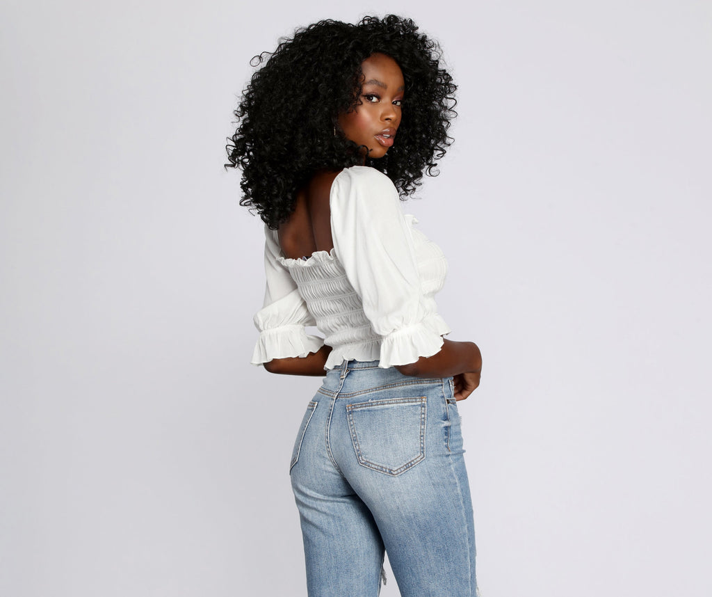 Just Friends Smocked Crop Top