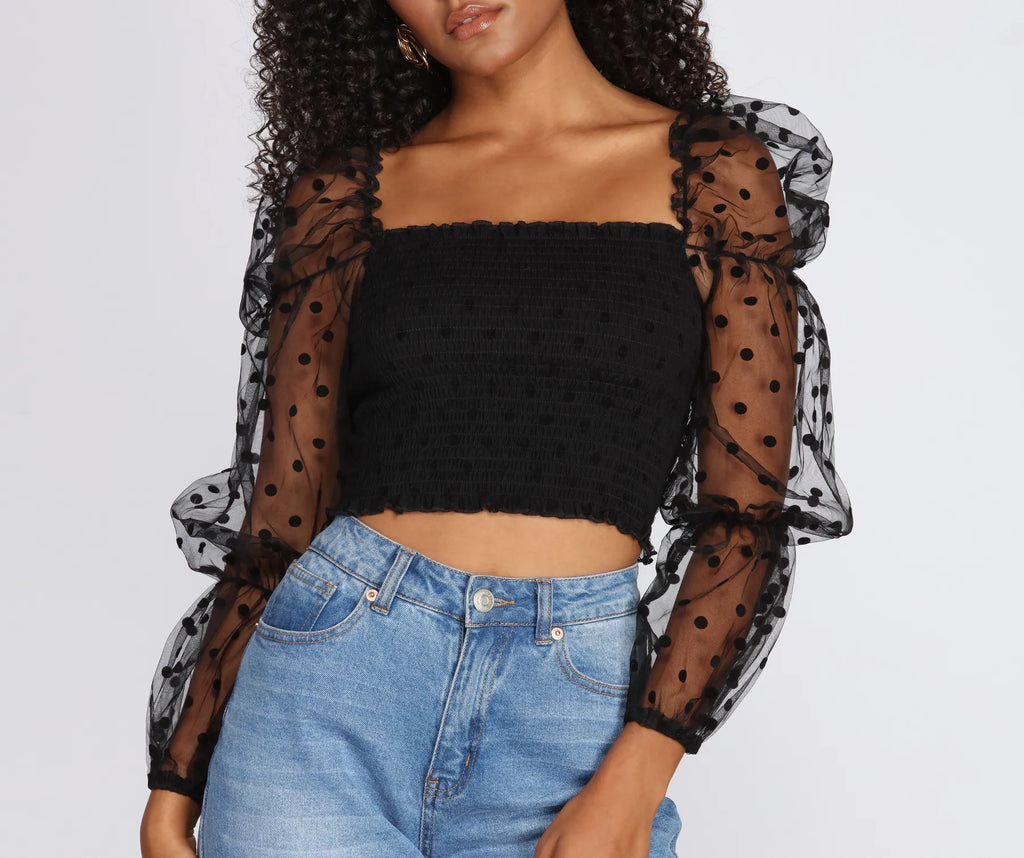 Pretty In Polka Dot Smocked Top