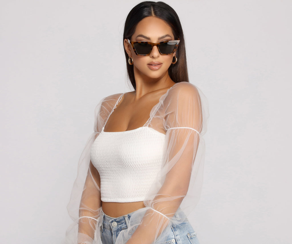 Statement Stunner Smocked Puff Sleeve Crop Top