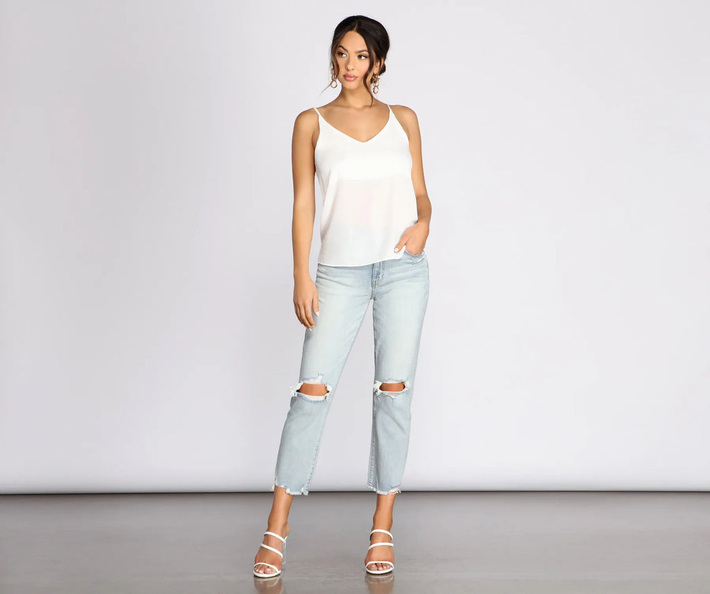 Basic V Neck Chiffon Tank