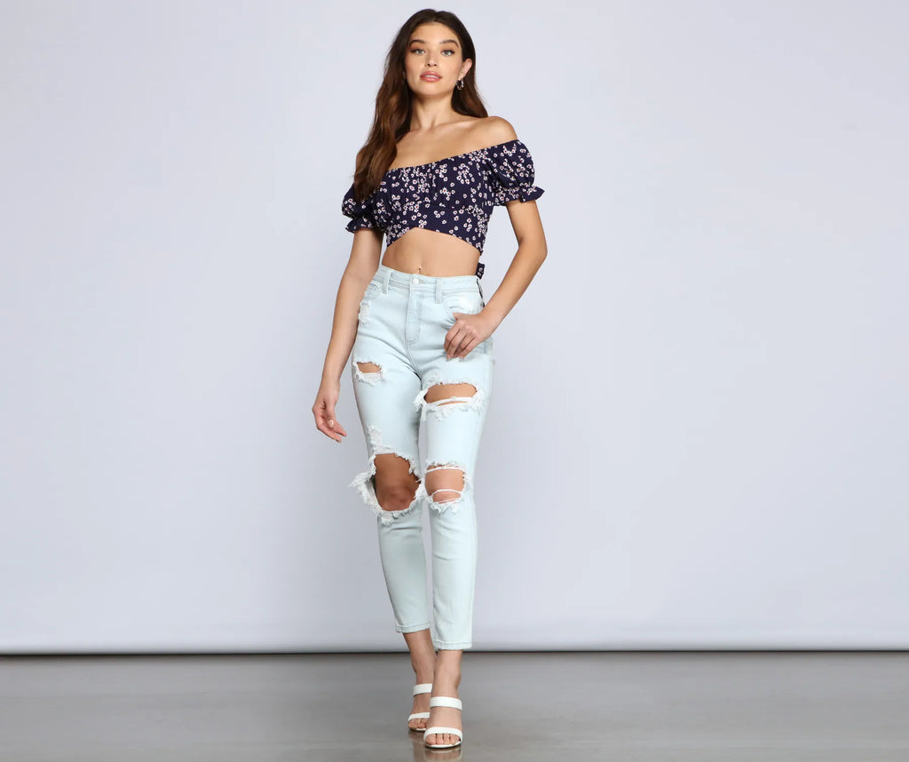 So Fab Ditsy Floral Crop Top