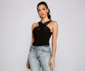 Chic Chiffon Cross Strap Bodysuit