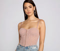 So Glam Swiss Dot Corset Crop Top