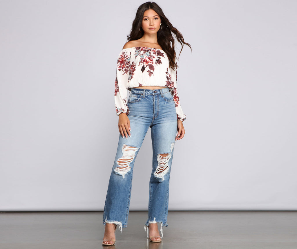 Forever Stunning Floral Cropped Blouse