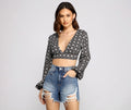 Bohemian Flair Tie-Back Crop Top