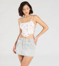 Flirty Nature Floral Lace-Up Corset Top