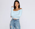 Off The Shoulder Eyelash Knit Top