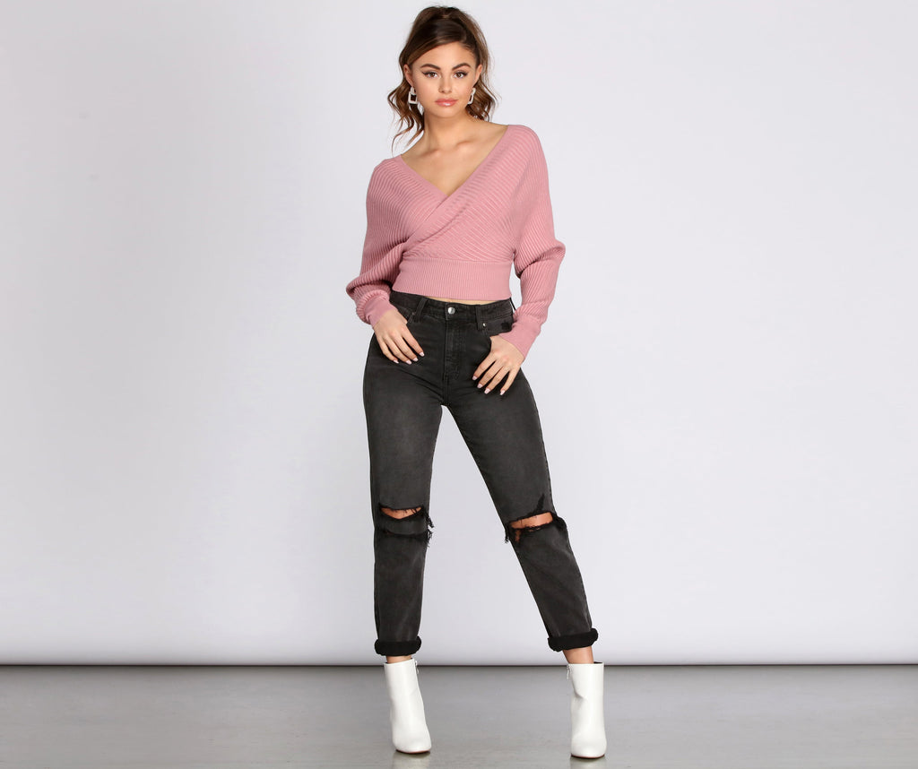 Ribbed Knit Surplice Top