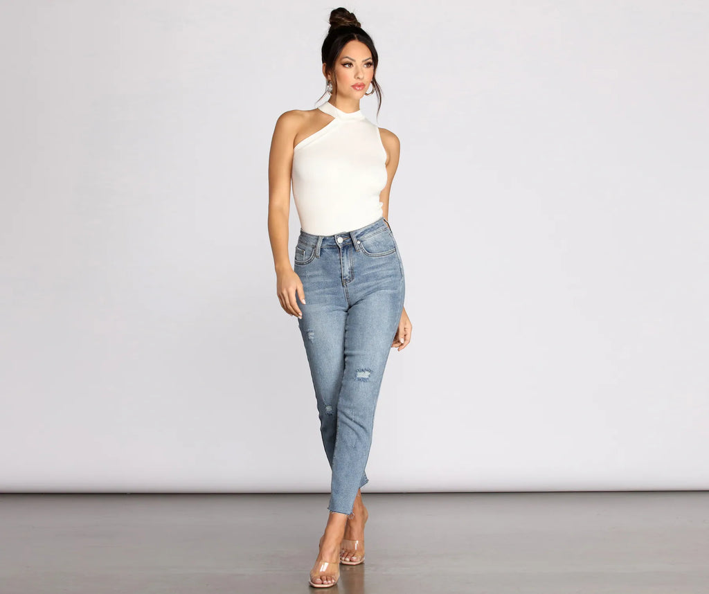 All The Looks Asymmetric Ribbed Top
