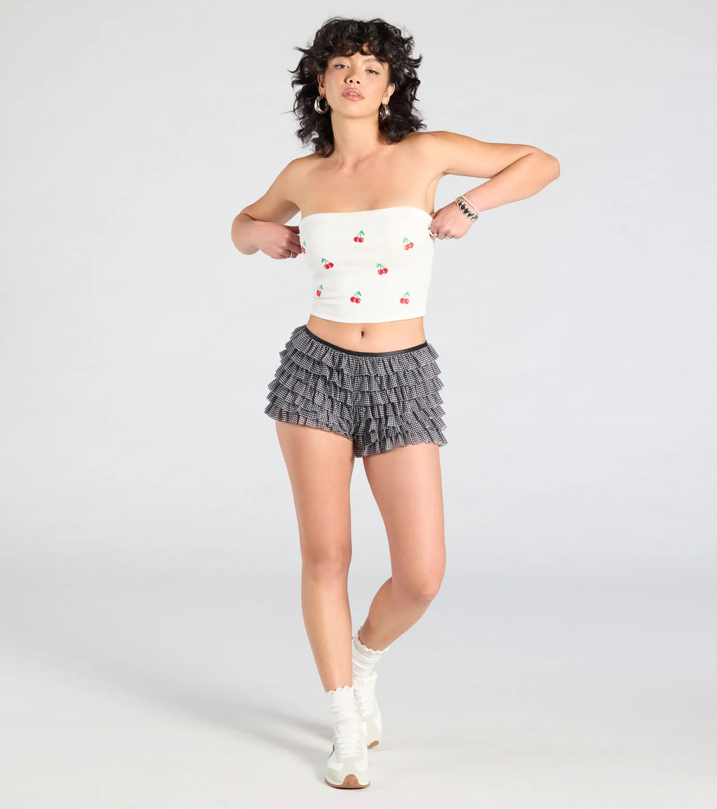 Cute Pickings Cherry Embroidered Tube Top