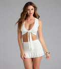 Sleek And Sultry Tie Front Crop Top