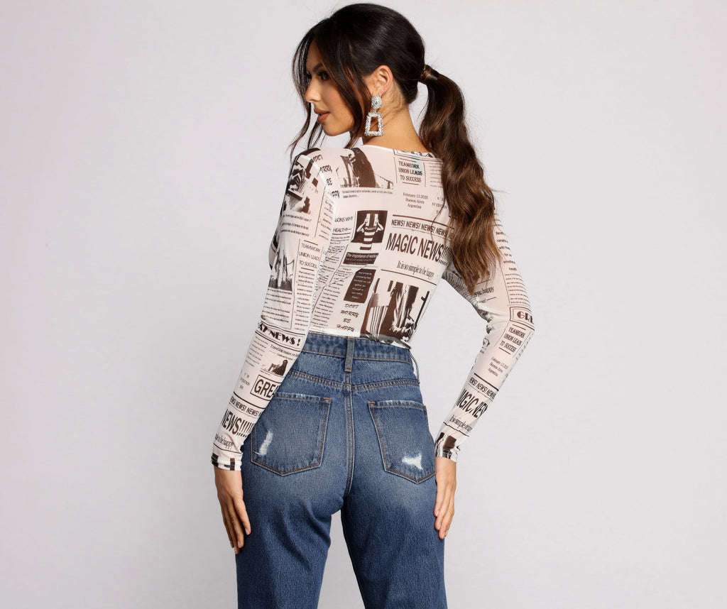 Miss Extra Mesh Tie Front Top