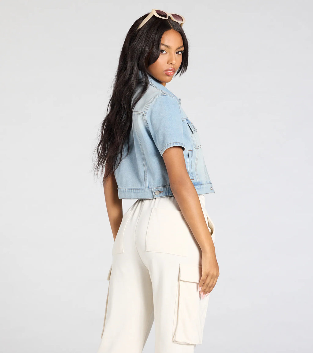 Cutely Casual Short Sleeve Denim Jacket