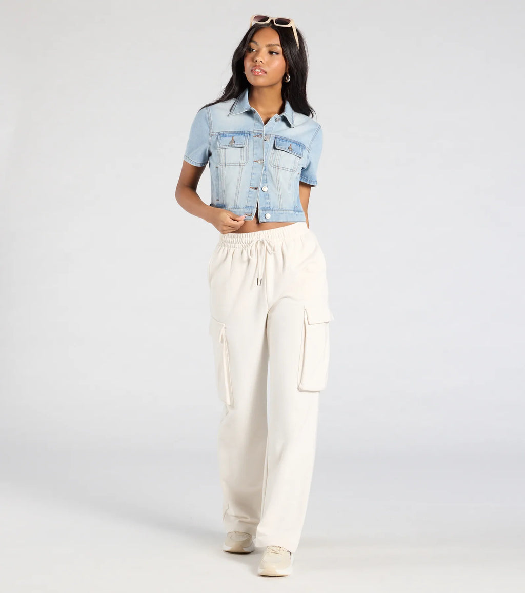 Cutely Casual Short Sleeve Denim Jacket