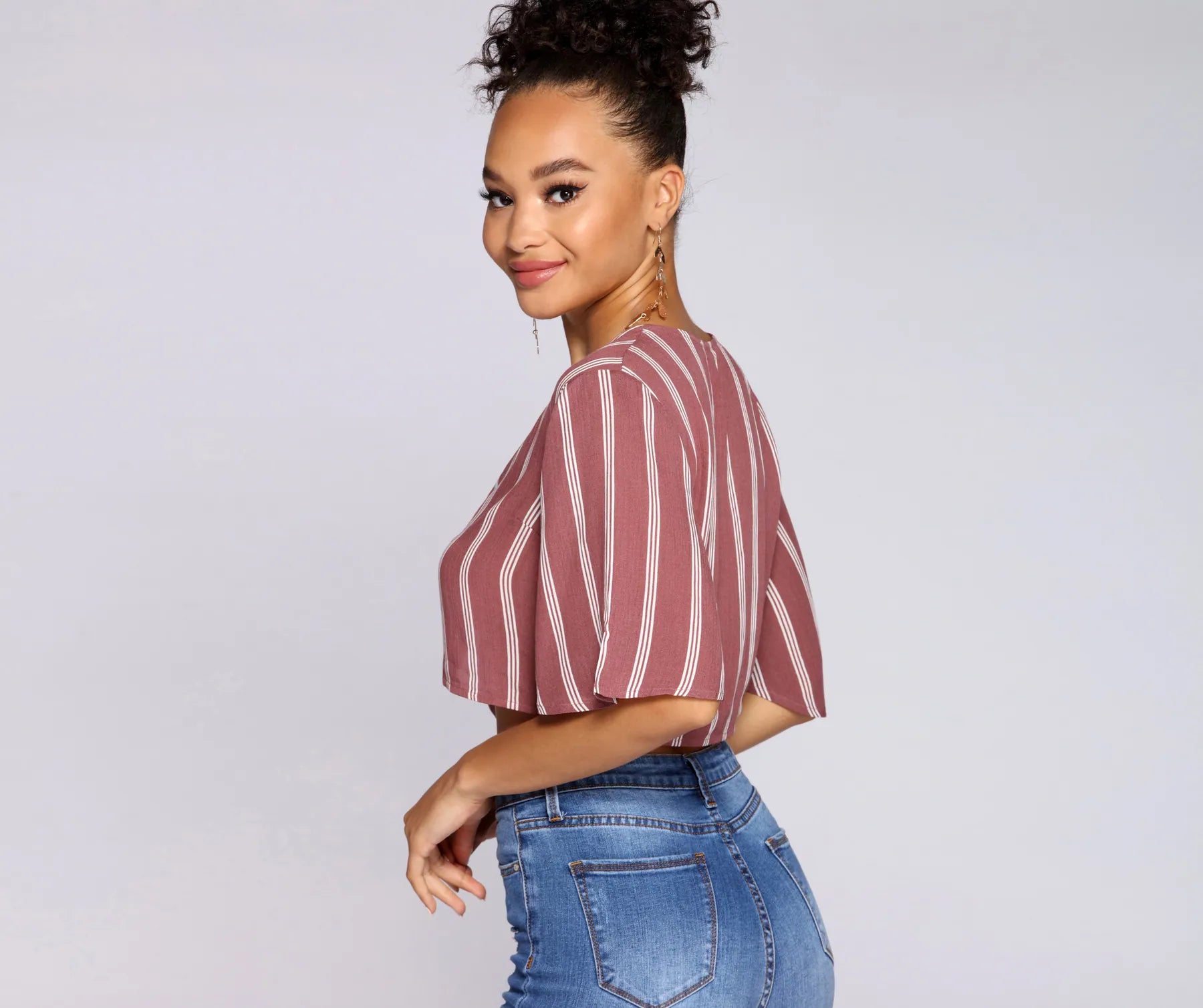 Good Gauze Tie Front Crop Top