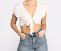 Tied Down Flutter Sleeve Tie Front Top