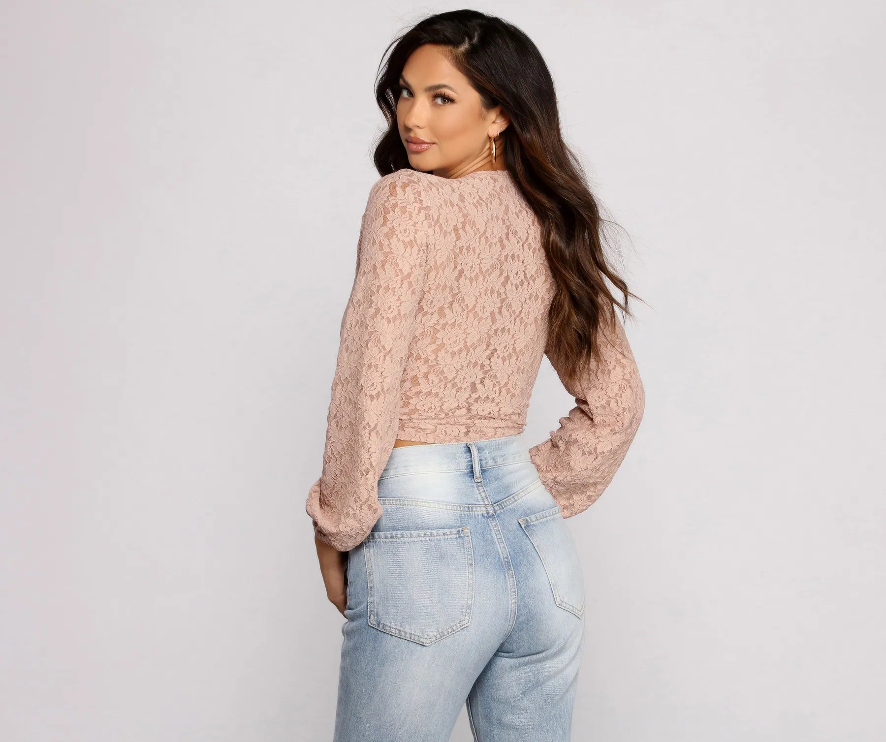 Living For Lace Tie Front Top