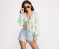Poised Polka Dot Tie Front Top
