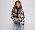 So Chic Houndstooth Woven Shacket