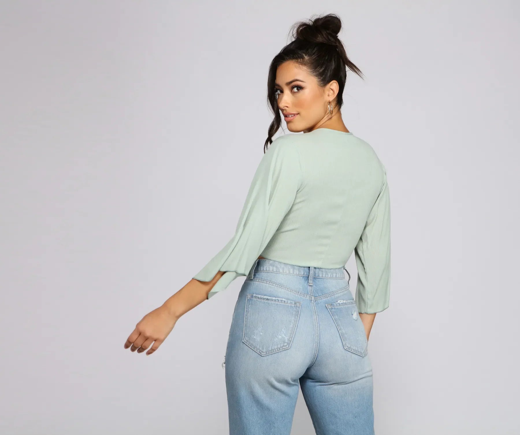 Take A Gaze Gauze Tie Front Top