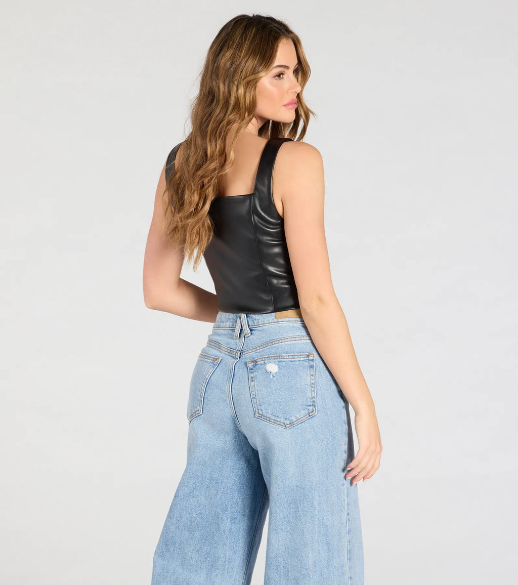 Attractive Influence Square Neck Button Vest