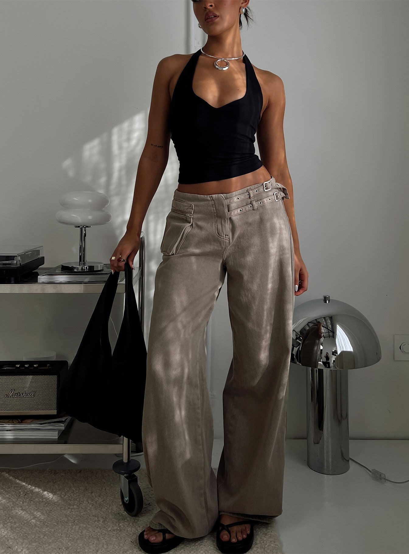 Paltrow Cargo Jeans Washed Brown Petite