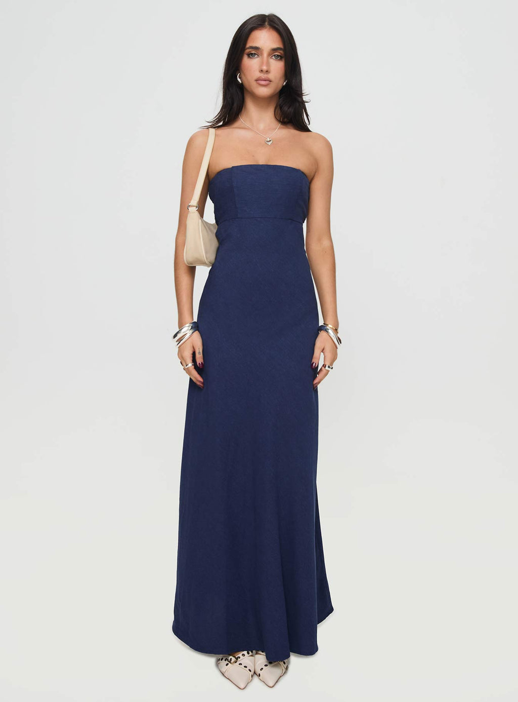 Yahir Strapless Maxi Dress Navy Petite