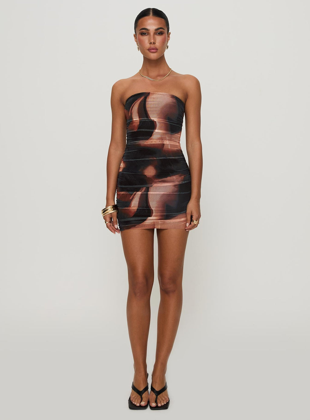 Kalena Mini Dress Brown Multi